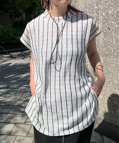 y/m by misato（イムバイミサト）の「ストライプジャガードトップス（ニット/セーター・レディース・ベージュ/アイボリー・FREE）」の7枚目の写真