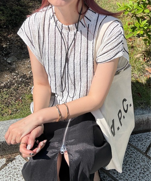 y/m by misato（イムバイミサト）の「ストライプジャガードトップス（ニット/セーター・レディース・ベージュ/アイボリー・FREE）」の22枚目の写真