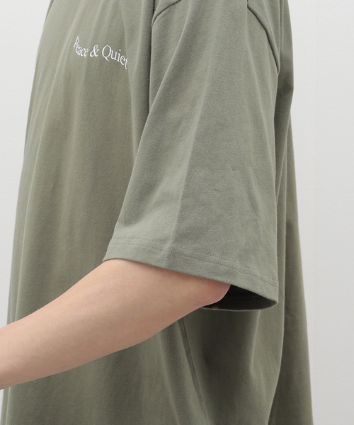 PEACE & QUIET(ピースアンドクワイエット)の「【PEACE&QUIET / ピース & クワイエット】WORDMARK T-SHIRT(Tシャツ/カットソー・メンズ・カーキ/ホワイト・LARGE)」の10枚目の写真