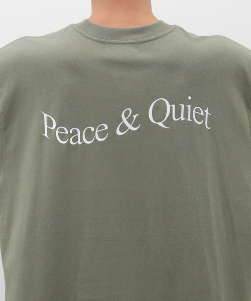 PEACE & QUIET(ピースアンドクワイエット)の「【PEACE&QUIET / ピース & クワイエット】WORDMARK T-SHIRT(Tシャツ/カットソー・メンズ・カーキ/ホワイト・LARGE)」の15枚目の写真