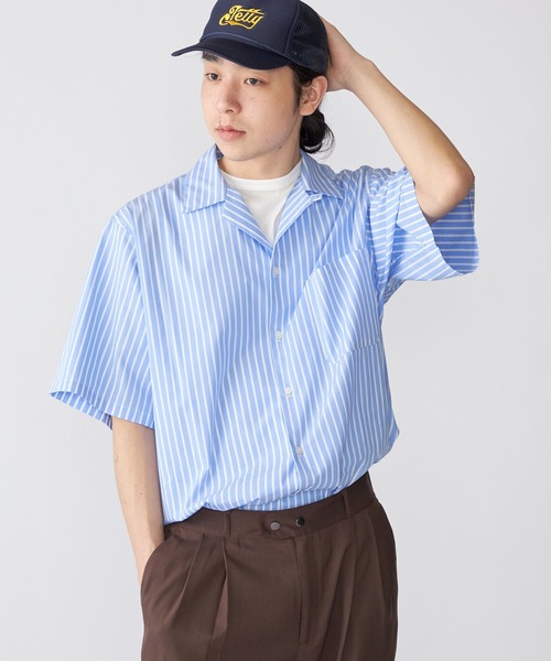 SHIPS.me(シップスミー)の「【ZOZO限定】SHIPS.me: ワイドオープンカラーシャツ(シャツ/ブラウス・メンズ・ネイビー/ブルー/ライトブルー・XL/L/M/S/XS)」の1枚目の写真