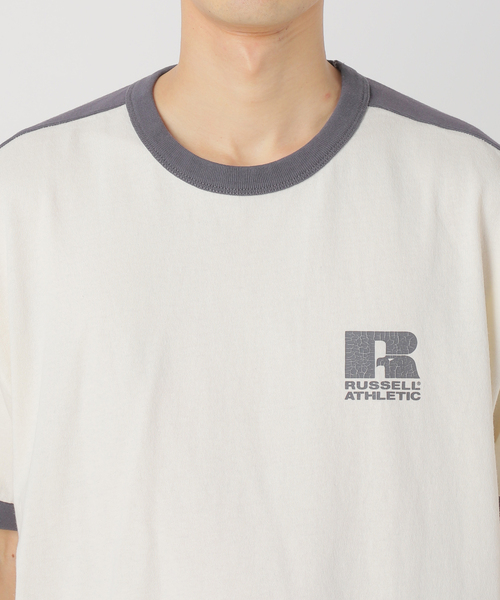 Russell Athletic（ラッセルアスレティック）の「RUSSELL ATHLETIC / ラッセル アスレティック 別注 RINGER TEE（Tシャツ/カットソー・メンズ・ブラック/ホワイト/ネイビー・MEDIUM/LARGE）」の14枚目の写真