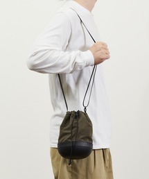 Butler Verner Sails バトラーバーナーセイルズ / モールドレザー×シワ加工 ナイロン巾着ショルダーバッグ / JA-2865-33