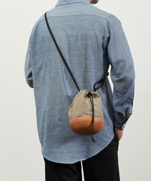Butler Verner Sails バトラーバーナーセイルズ / モールドレザー×シワ加工 ナイロン巾着ショルダーバッグ / JA-2865-33