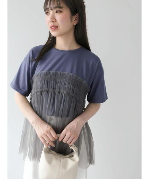 ELENCARE DUE（エレンカーレデュエ）の「・ELENCARE　DUE　チュールドッキングTEE（Tシャツ/カットソー・レディース・ブルー/オフホワイト/チャコールグレー/ブラック・FREE）」の13枚目の写真