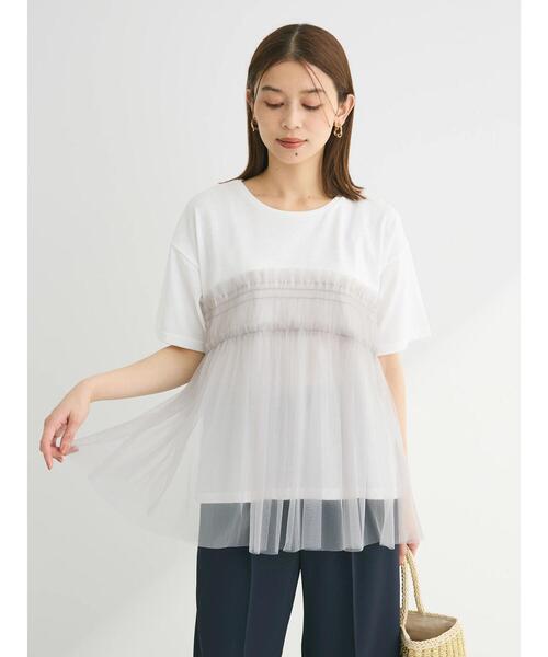 ELENCARE DUE（エレンカーレデュエ）の「・ELENCARE　DUE　チュールドッキングTEE（Tシャツ/カットソー・レディース・ブルー/オフホワイト/チャコールグレー/ブラック・FREE）」の17枚目の写真