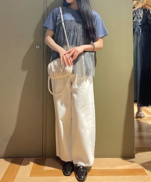 ELENCARE DUE（エレンカーレデュエ）の「・ELENCARE　DUE　チュールドッキングTEE（Tシャツ/カットソー・レディース・ブルー/オフホワイト/チャコールグレー/ブラック・FREE）」の7枚目の写真