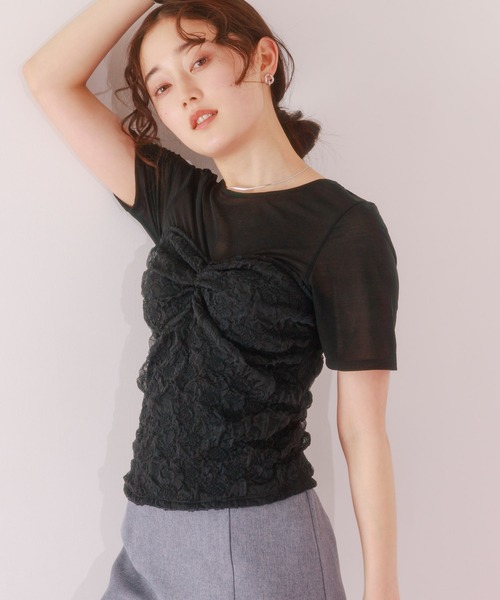 HEYUMM(ヘユム)の「ビスチェドッキングトップ(Tシャツ/カットソー・レディース・グレー系その他/ブラック系その他/ホワイト系その他・ONE)」の3枚目の写真