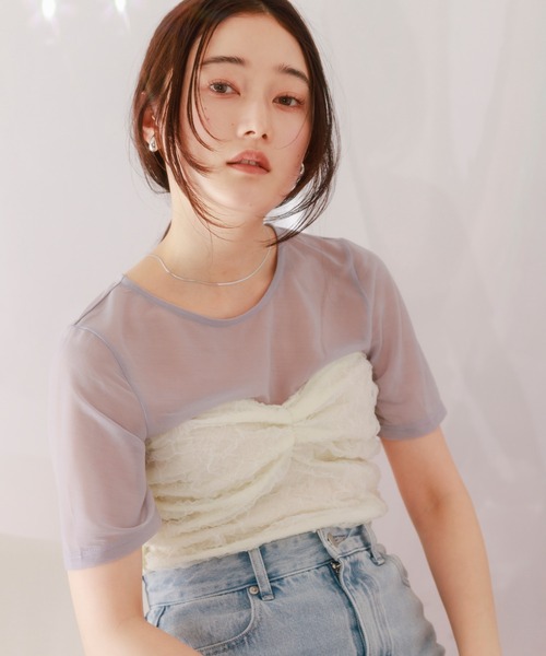 HEYUMM(ヘユム)の「ビスチェドッキングトップ(Tシャツ/カットソー・レディース・グレー系その他/ブラック系その他/ホワイト系その他・ONE)」の16枚目の写真