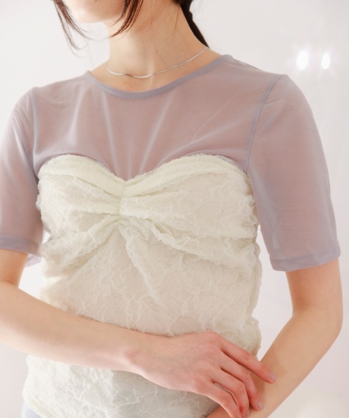 HEYUMM(ヘユム)の「ビスチェドッキングトップ(Tシャツ/カットソー・レディース・グレー系その他/ブラック系その他/ホワイト系その他・ONE)」の20枚目の写真