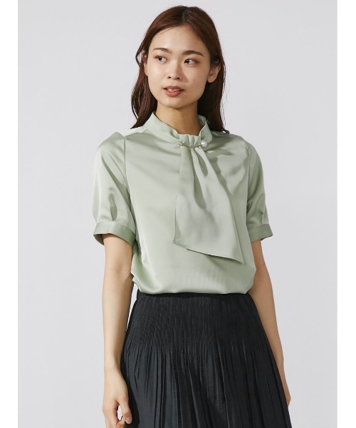 新品✨TONAL トーナル ボウタイパールパーツ半袖ブラウス TONAL（トーナル）の「ボウタイパールパーツ半袖ブラウス