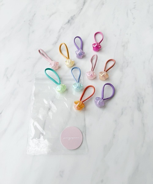 ポーチ入りカラフルキャンディヘアゴムセット(KIDS）（ヘアゴム