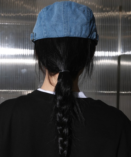 FOLLOWIN（フォロウィン）の「[UNISEX][サイド調節][オールシーズン可能]ビンテージ ダメージ デニム ハンチング フラットキャップ（キャップ・レディース・ブルー/ライトブルー・ONE SIZE）」の8枚目の写真