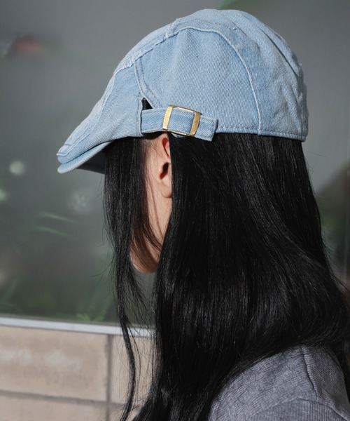 FOLLOWIN（フォロウィン）の「[UNISEX][サイド調節][オールシーズン可能]ビンテージ ダメージ デニム ハンチング フラットキャップ（キャップ・レディース・ブルー/ライトブルー・ONE SIZE）」の13枚目の写真