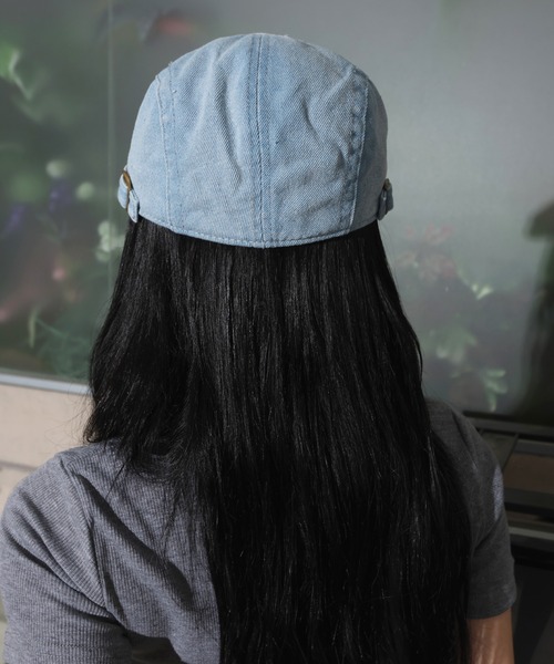FOLLOWIN（フォロウィン）の「[UNISEX][サイド調節][オールシーズン可能]ビンテージ ダメージ デニム ハンチング フラットキャップ（キャップ・レディース・ブルー/ライトブルー・ONE SIZE）」の14枚目の写真