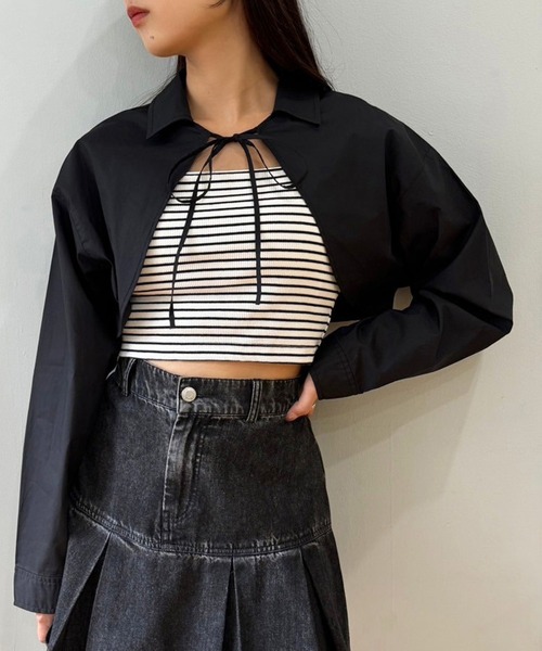 one after another NICE CLAUP（ワンアフターアナザーナイスクラップ）の「シャツボレロ（シャツ/ブラウス・レディース・アイボリー/サックスブルー/ブラック/ブラック系その他・FREE）」の3枚目の写真