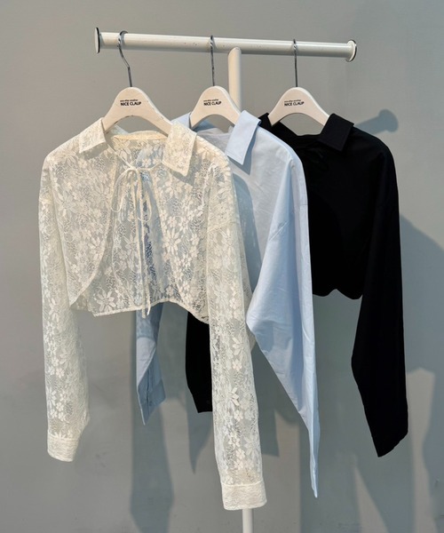 one after another NICE CLAUP（ワンアフターアナザーナイスクラップ）の「シャツボレロ（シャツ/ブラウス・レディース・アイボリー/サックスブルー/ブラック/ブラック系その他・FREE）」の6枚目の写真