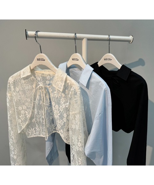 one after another NICE CLAUP（ワンアフターアナザーナイスクラップ）の「シャツボレロ（シャツ/ブラウス・レディース・アイボリー/サックスブルー/ブラック/ブラック系その他・FREE）」の5枚目の写真