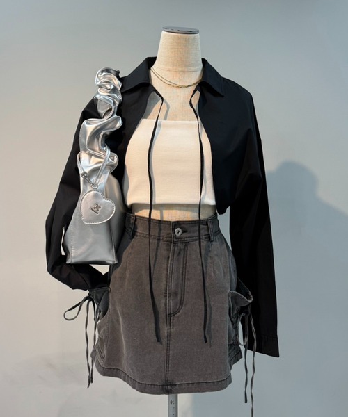 one after another NICE CLAUP（ワンアフターアナザーナイスクラップ）の「シャツボレロ（シャツ/ブラウス・レディース・アイボリー/サックスブルー/ブラック/ブラック系その他・FREE）」の11枚目の写真