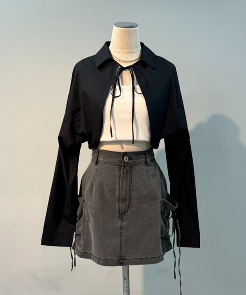 one after another NICE CLAUP（ワンアフターアナザーナイスクラップ）の「シャツボレロ（シャツ/ブラウス・レディース・アイボリー/サックスブルー/ブラック/ブラック系その他・FREE）」の10枚目の写真