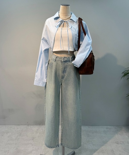 one after another NICE CLAUP（ワンアフターアナザーナイスクラップ）の「シャツボレロ（シャツ/ブラウス・レディース・アイボリー/サックスブルー/ブラック/ブラック系その他・FREE）」の8枚目の写真