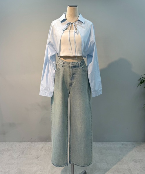 one after another NICE CLAUP（ワンアフターアナザーナイスクラップ）の「シャツボレロ（シャツ/ブラウス・レディース・アイボリー/サックスブルー/ブラック/ブラック系その他・FREE）」の9枚目の写真