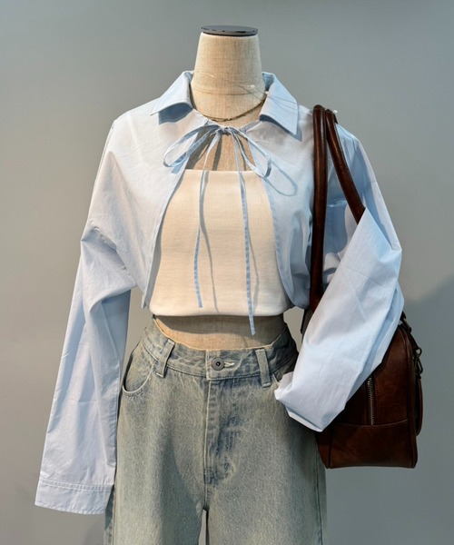 one after another NICE CLAUP（ワンアフターアナザーナイスクラップ）の「シャツボレロ（シャツ/ブラウス・レディース・アイボリー/サックスブルー/ブラック/ブラック系その他・FREE）」の13枚目の写真