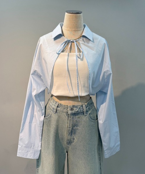 one after another NICE CLAUP（ワンアフターアナザーナイスクラップ）の「シャツボレロ（シャツ/ブラウス・レディース・アイボリー/サックスブルー/ブラック/ブラック系その他・FREE）」の22枚目の写真