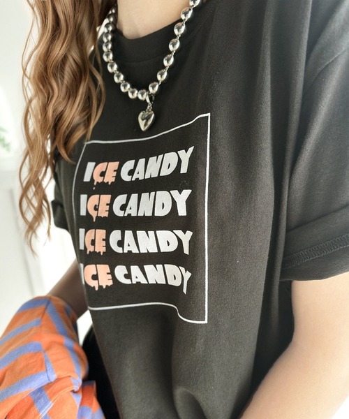 classicalelf(クラシカルエルフ)の「大人胸キュン。綿100%ICE CANDYロゴプリントTシャツ(Tシャツ/カットソー・レディース・チャコール/ホワイト・LARGE/MEDIUM/SMALL/X-LARGE)」の10枚目の写真