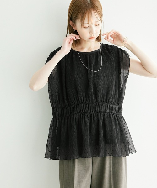 セール】シャーリングドットブラウス（シャツ/ブラウス）｜ROPE