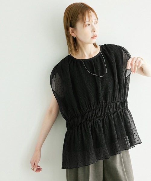 ROPE' PICNIC（ロペピクニック）の「シャーリングドットブラウス（シャツ/ブラウス・レディース・ホワイト系その他/ブラック・38）」の7枚目の写真