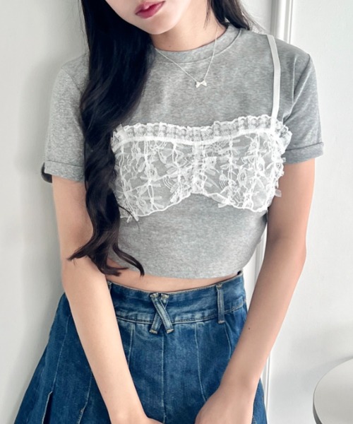 tシャツ バルーンビスチェドッキングトップス レディース AZUL BY MOUSSY tシャツ C/T撥水ビスチェドッキングトップス