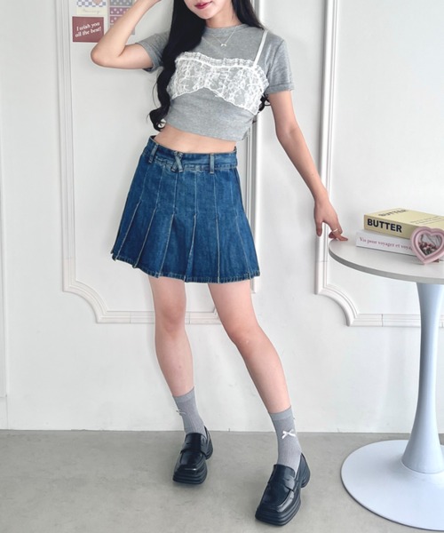 SOLLON.(ソルロン)の「リボンレースビスチェドッキングTシャツ(Tシャツ/カットソー・レディース・ブラック/グレー/ホワイト・FREE)」の18枚目の写真