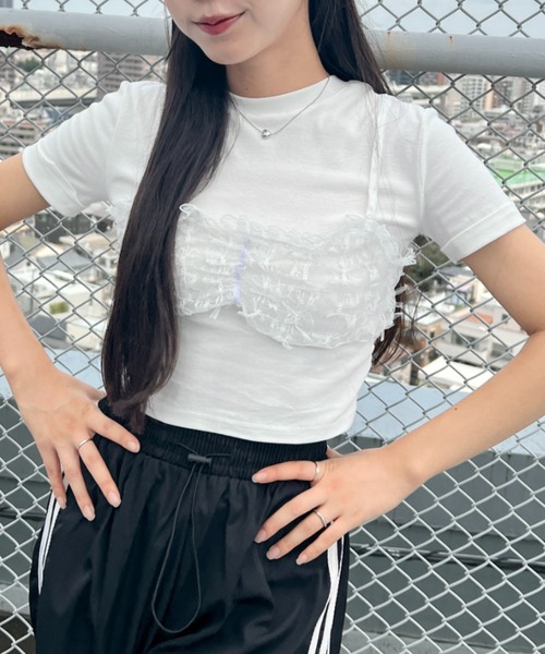 セール】リボンレースビスチェドッキングTシャツ（Tシャツ