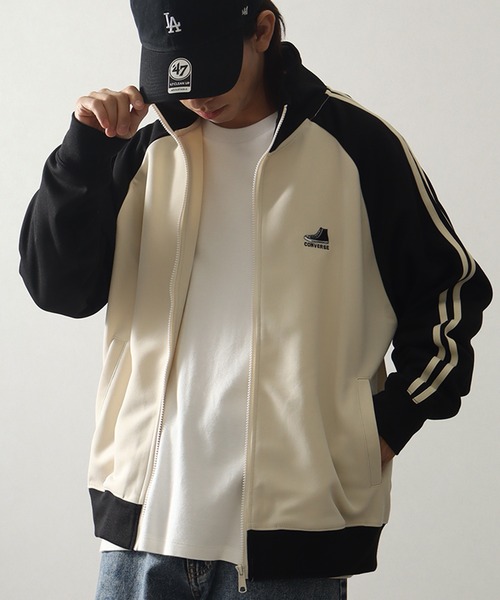 CONVERSE(コンバース)の「【CONVERSE/コンバース】2line 配色 ラグラン トラック ジャケット(ナイロンジャケット・メンズ・グレイッシュベージュ/クリーム・L/M/LL)」の13枚目の写真