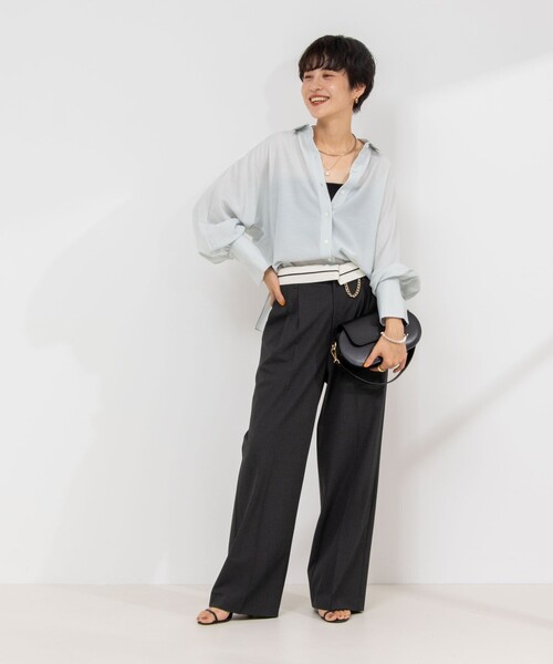 NOLLEY’S Sophi（ノーリーズソフィ）の「シアーボリュームスリーブブラウス（シャツ/ブラウス・レディース・ネイビー/ミント・38）」の3枚目の写真