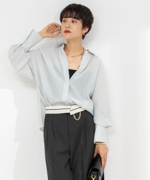 NOLLEY’S Sophi（ノーリーズソフィ）の「シアーボリュームスリーブブラウス（シャツ/ブラウス・レディース・ネイビー/ミント・38）」の22枚目の写真