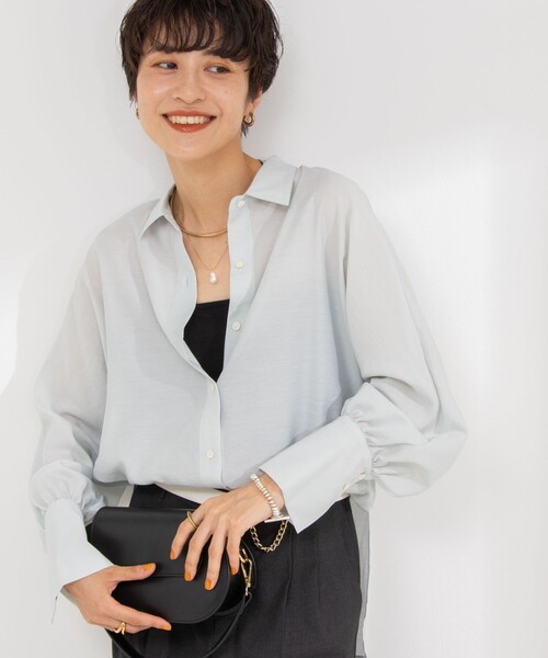 NOLLEY’S Sophi（ノーリーズソフィ）の「シアーボリュームスリーブブラウス（シャツ/ブラウス・レディース・ネイビー/ミント・38）」の21枚目の写真