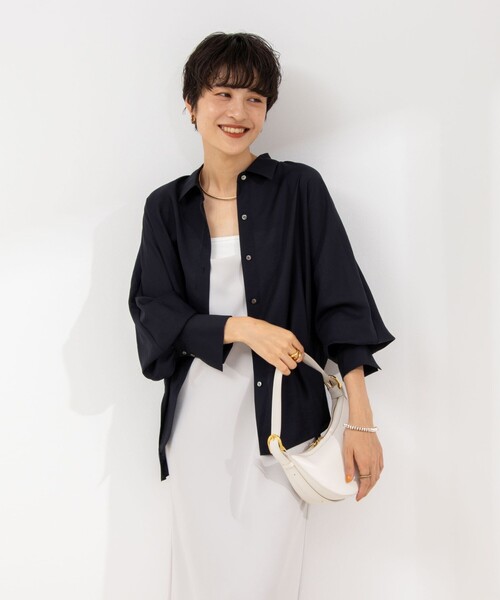 NOLLEY’S Sophi（ノーリーズソフィ）の「シアーボリュームスリーブブラウス（シャツ/ブラウス・レディース・ネイビー/ミント・38）」の13枚目の写真