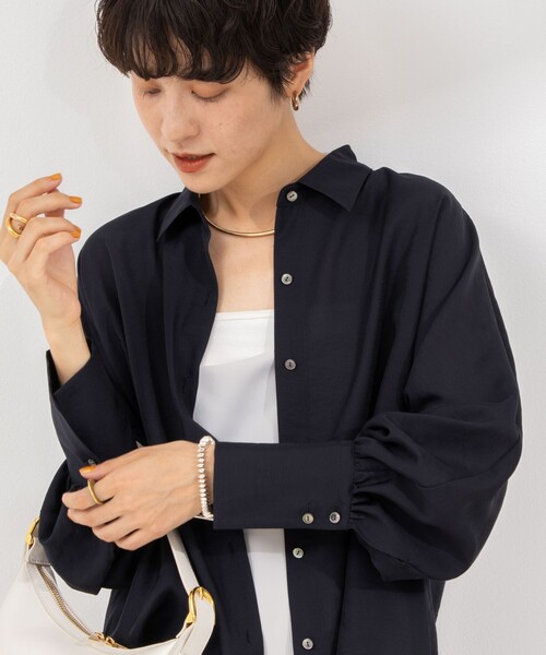 NOLLEY’S Sophi（ノーリーズソフィ）の「シアーボリュームスリーブブラウス（シャツ/ブラウス・レディース・ネイビー/ミント・38）」の12枚目の写真