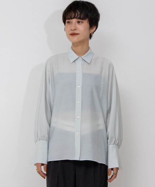 NOLLEY’S Sophi（ノーリーズソフィ）の「シアーボリュームスリーブブラウス（シャツ/ブラウス・レディース・ネイビー/ミント・38）」の11枚目の写真