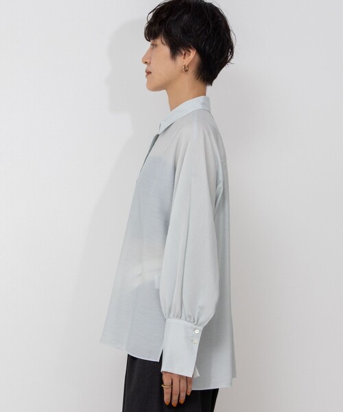 NOLLEY’S Sophi（ノーリーズソフィ）の「シアーボリュームスリーブブラウス（シャツ/ブラウス・レディース・ネイビー/ミント・38）」の10枚目の写真