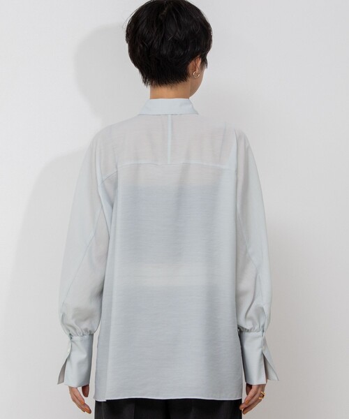 NOLLEY’S Sophi（ノーリーズソフィ）の「シアーボリュームスリーブブラウス（シャツ/ブラウス・レディース・ネイビー/ミント・38）」の9枚目の写真