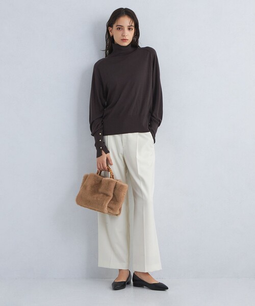 green label relaxing（グリーンレーベルリラクシング）の「2WAYバンブーハンドル フェイクファー トートバッグ（トートバッグ・レディース・ライトグレー/ベージュ/ブラウン/ダークグレー/ナチュラル・FREE）」の7枚目の写真