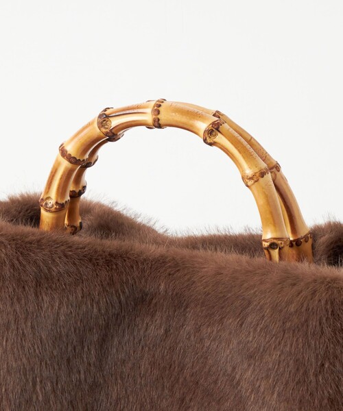 green label relaxing（グリーンレーベルリラクシング）の「2WAYバンブーハンドル フェイクファー トートバッグ（トートバッグ・レディース・ライトグレー/ベージュ/ブラウン/ダークグレー/ナチュラル・FREE）」の19枚目の写真