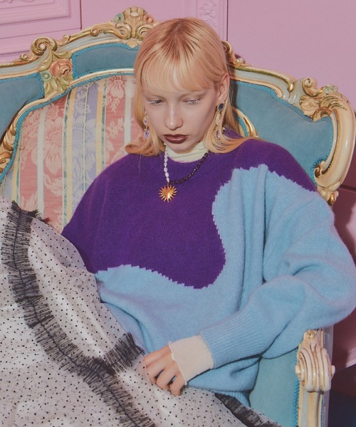 manana suerte（マニャーナスエルテ）の「2TONEオーバールーズニット（ニット/セーター・レディース・その他1/その他2/その他3/その他4・FREE）」の4枚目の写真