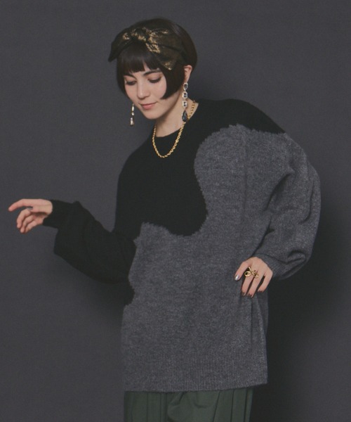 manana suerte（マニャーナスエルテ）の「2TONEオーバールーズニット（ニット/セーター・レディース・その他1/その他2/その他3/その他4・FREE）」の8枚目の写真