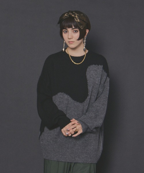 manana suerte（マニャーナスエルテ）の「2TONEオーバールーズニット（ニット/セーター・レディース・その他1/その他2/その他3/その他4・FREE）」の20枚目の写真