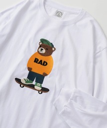 「EPIPHANY&RAD」ネコ&クマ BIGサガラ刺繍 オーバーサイズ ロングスリーブTシャツ/アニマルイラスト/ ロンT