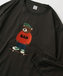 make a ray! | 「EPIPHANY&RAD」ネコ&クマ BIGサガラ刺繍 オーバーサイズ ロングスリーブTシャツ/アニマルイラスト/ ロンT(Tシャツ/カットソー)